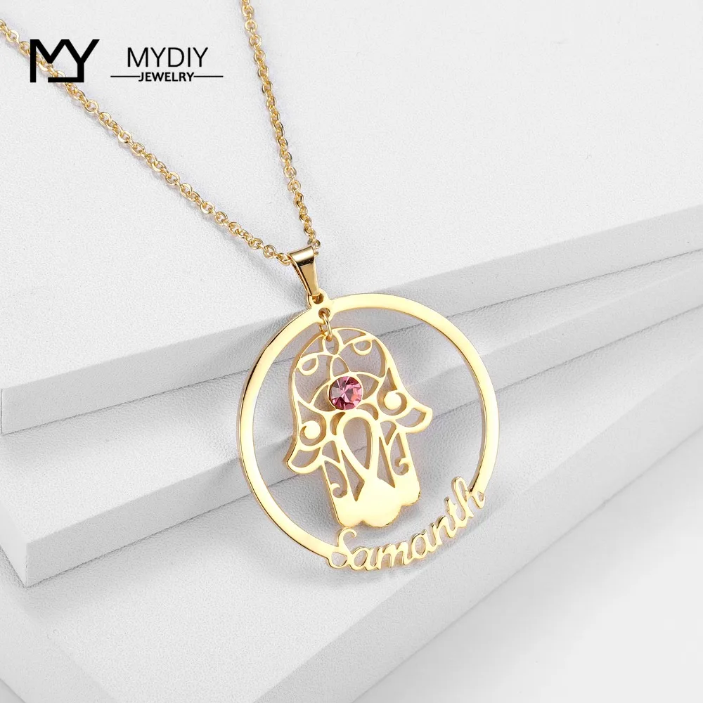 

925 Silver Personalized Hand of Fatima Pendant Necklaces Women Gold Color Custom Jewelry Special Necklaces For Gift