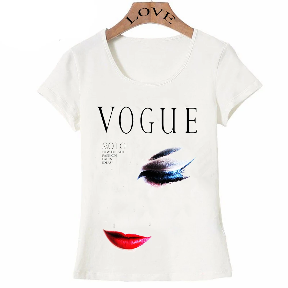 2017 новая летняя модная женская футболка с коротким рукавом VOGUE 2010 принтом губных