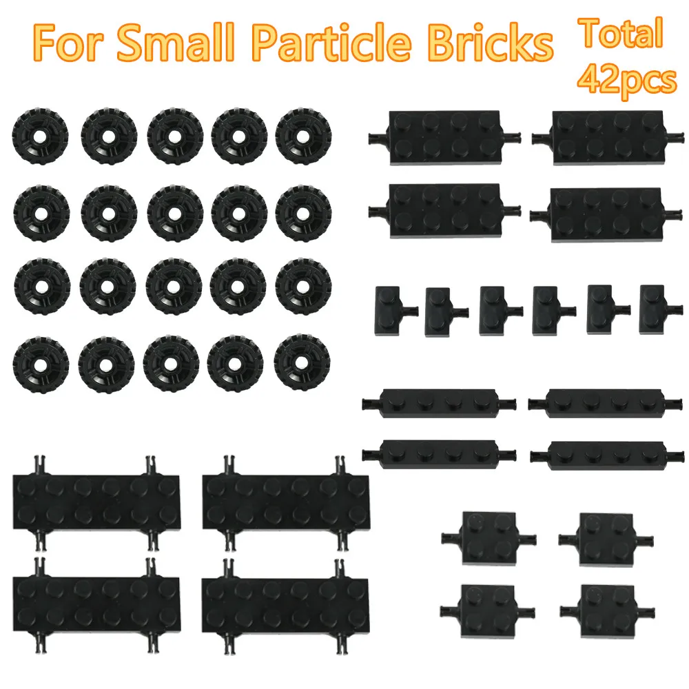 

42PIECES Mini Wheel Axles Pack Car Tires 5 Models Building Blocks Accessories Enlighten Toys For Kids Assemble Legoes Small Part