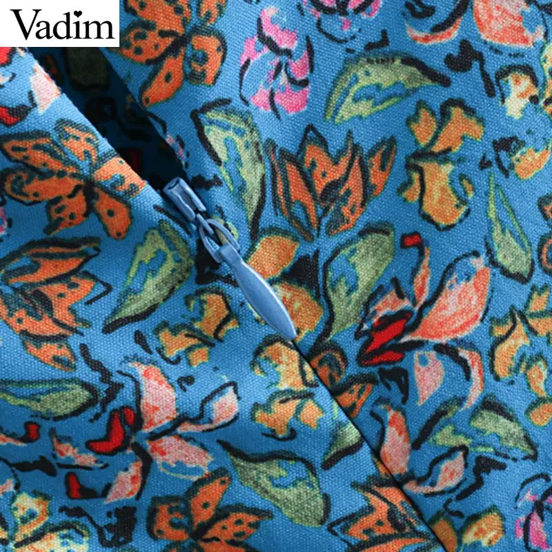 Vadim женское винтажное платье с цветочным принтом и v образным вырезом без рукавов