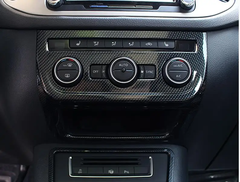 Для Volkswagen Tiguan 2013- центральная консоль кондиционер управление переключатель крышка Накладка автомобиля ручки кондиционера наклейка автомобиля Стайлинг