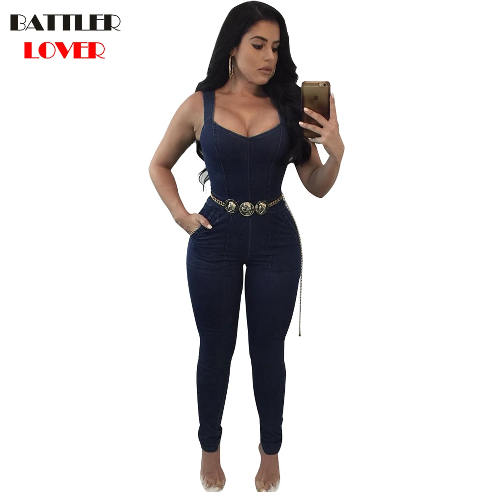 Jean Sleeveless Bodysuit Women Jumpsuit Body Feminino Combinaison Femme Rompers Womens Denim Jumpsuits Mujer Women Bodies Femme