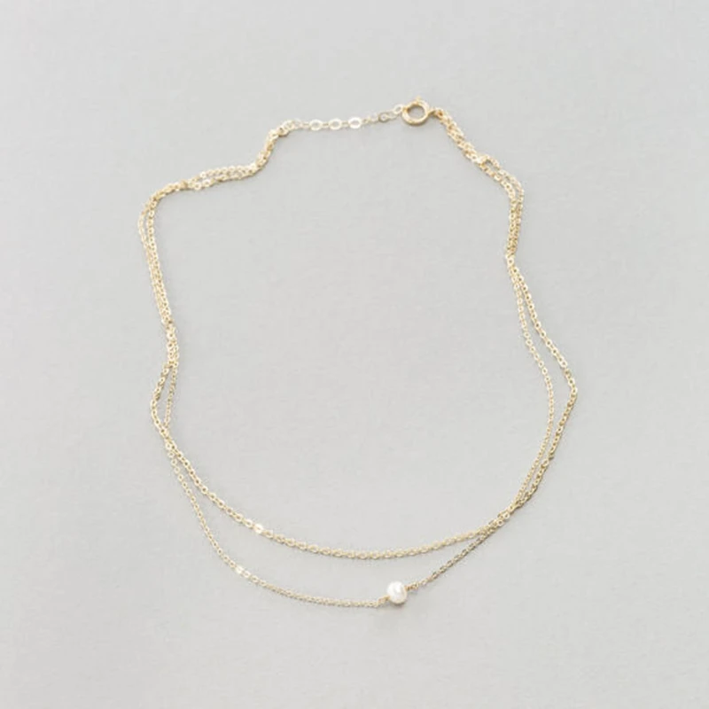 Baratos Collar de capas de perlas hecho a mano personalizado hecho a mano gargantilla de oro Collier Femme Kolye Collares de mujer joyería de Río Dale