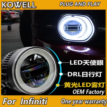 

KOWELL Car Styling for Infiniti G25 G35 G37 M25 M35 M37 Q70 LED Fog Light Auto Angel Eye Fog Lamp LED DRL 3 function model