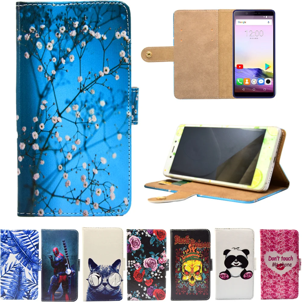 

New arrival PU Leather Phone Cases Cartoon Flip Wallet Stand Cover Case for teXet TM-5571