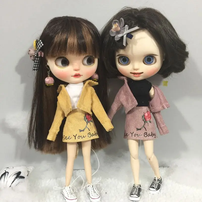 

3pcs/set Fashion Doll's Blyth Clothes Coat +Vest+ Dress Suit for Azone Barbi Skirt 30cm Blyth Doll Accessories gift