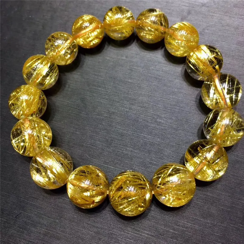 Natural Gold Rutilated Quartz Crystal Bracelet (1)