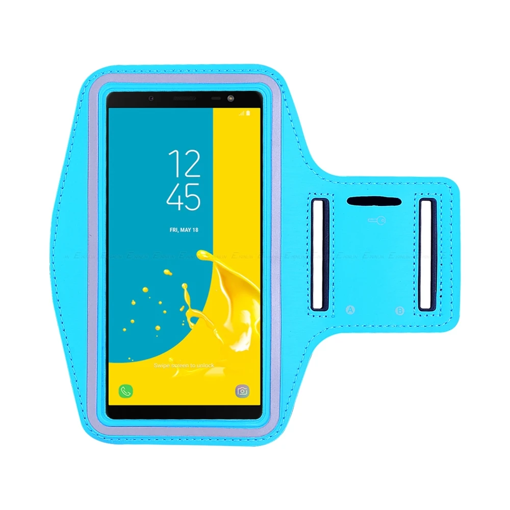Для бега спортивная сумка чехол для телефона на руку чехол для телефона для Samsung Galaxy J2 Pro J4 J6 J8 M30 M20 M10 A7 A5 A3 A8 A6 плюс A9 - Цвет: Небесно-голубой