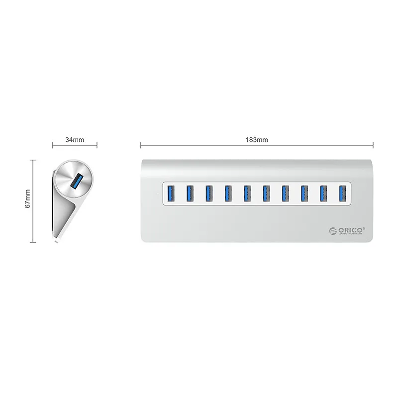  Aleación de aluminio 10 puertos USB3.0 HUB ABS 5Gbps HUB OTG USB Splitter para Apple Macbook Air or
