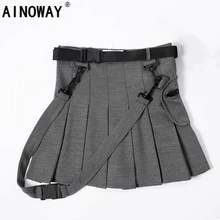 Летняя хиппи винтажная шикарная Женская высокая талия чистый цвет костюм Короткая юбка в складку Сексуальная Мини юбка jupe femme уличный сверхразмерный