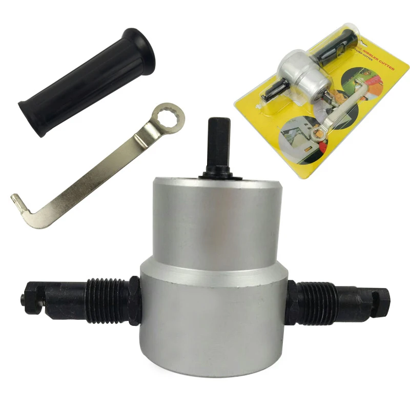 

Double Headed Sheet Metal Nibbler Cutter Drill Attachment Metal Sheet Cutter Alloy Tool Set