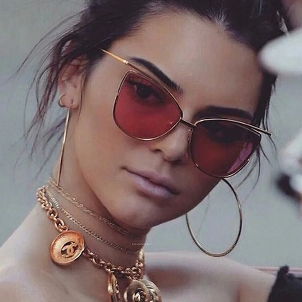 2020 Brand Designer Cat Eye Red Sunglasses Ladies Vintage Shades