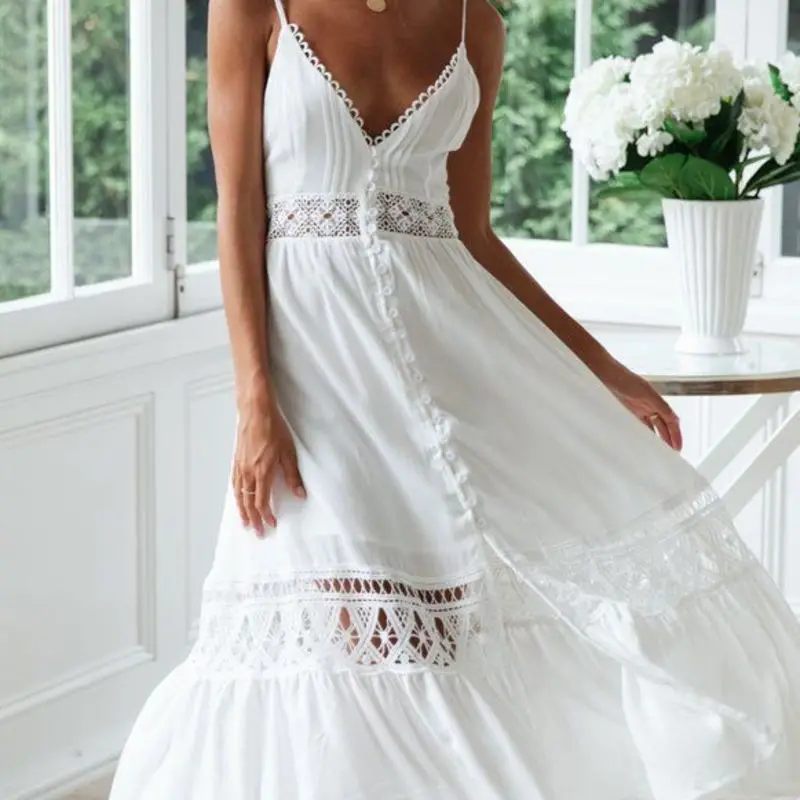 Women White Dress 2019 Ladies Dresses Elegant Long Summer Casual Trendy