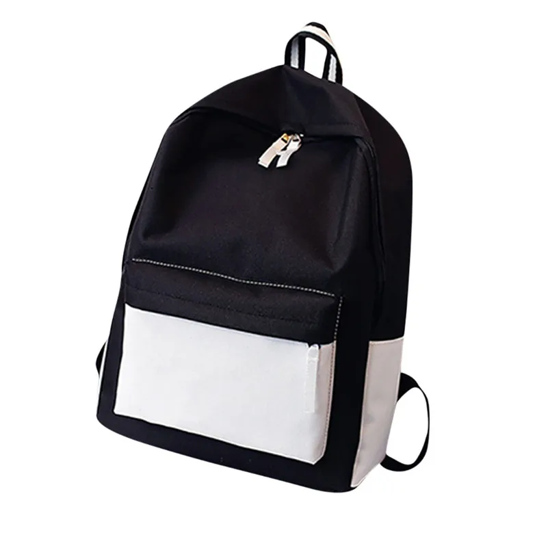 Для женщин Для мужчин унисекс одноцветное рюкзак школьный дорожная двойной сумка на молнии высокое качество лоскутное рюкзак женский Mochila
