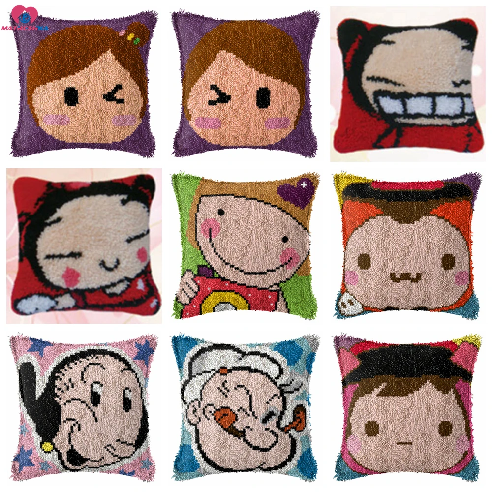 Дропшиппинг защелки крюк наборы подушек мультфильм Diy ручной работы печатных холст подушки защелки крюк набор «сделай сам» незавершенный аксессуары 43x43