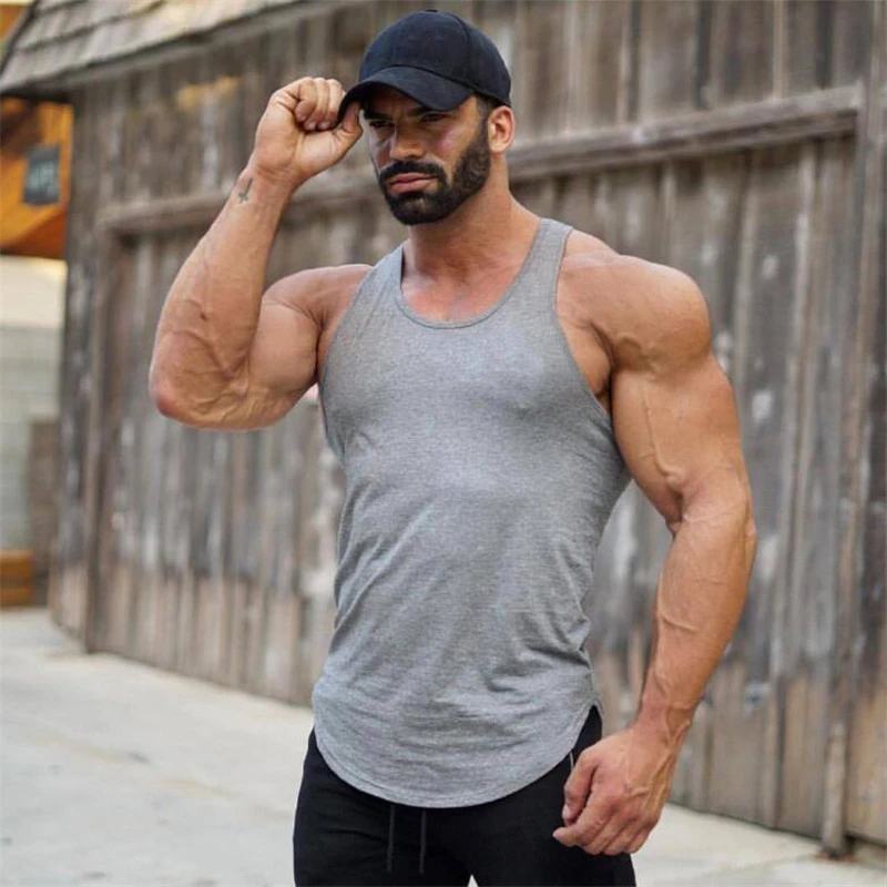 Майка Muscleguys Мужская Спортивная однотонная майка для фитнеса и бодибилдинга без