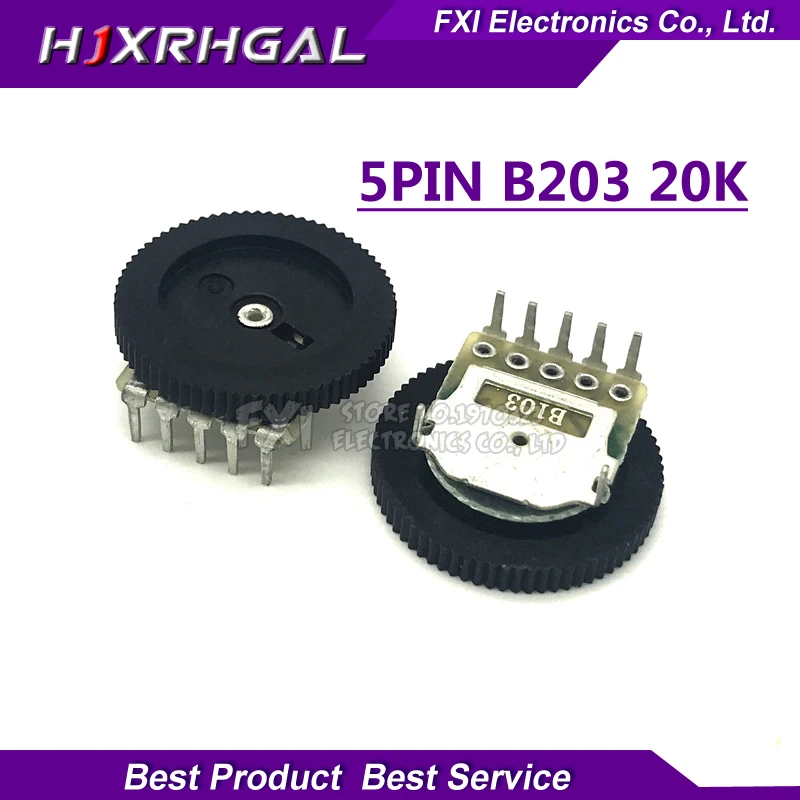 5pcs Double Gear tuning potentiometer B203 20K 5Pin 16*2mm Dial