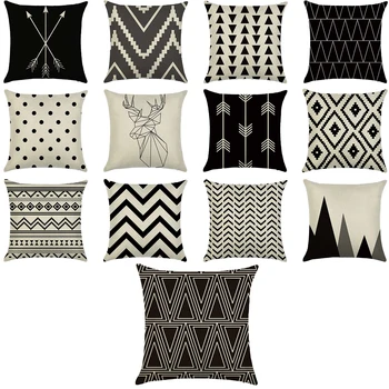 

Black and White Cushion Cover Nordic Pillow Cover Home Decorative Pillow Cover Pillowcase Linen cotton for Sofa car chair