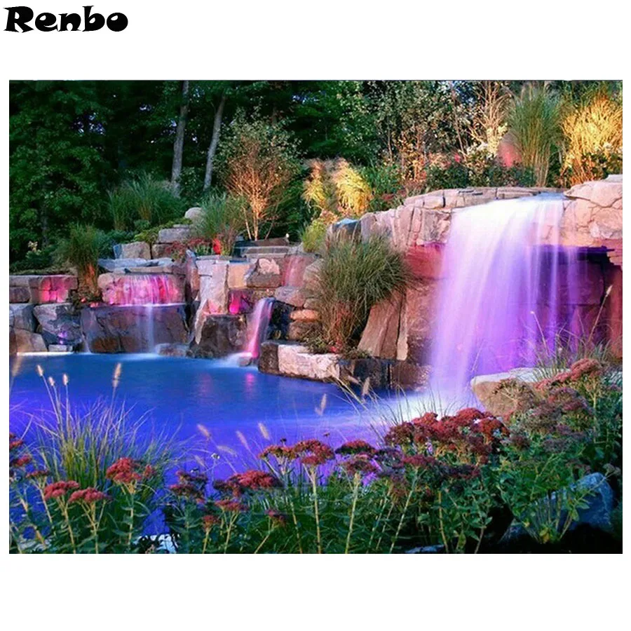 

5d square round diamond embroidery natural scenery waterfall Diy diamond painting by numbers diamond Mosaic Rhinestone decor