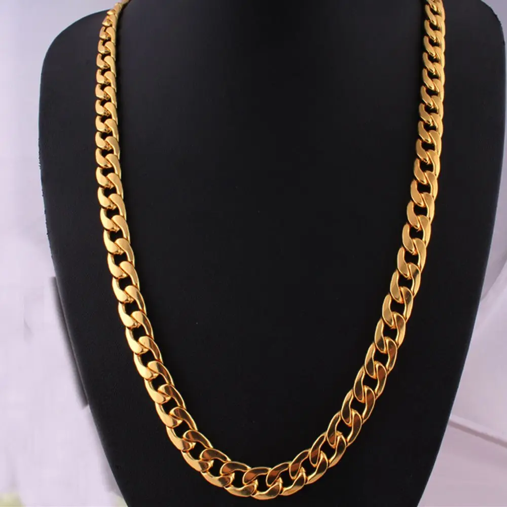 Хип-хоп мужское ожерелье цепи Мода Чистый золотой цвет заполненный кубинское длинное ожерелье DIY цепь Шарм ювелирные изделия унисекс горячая распродажа