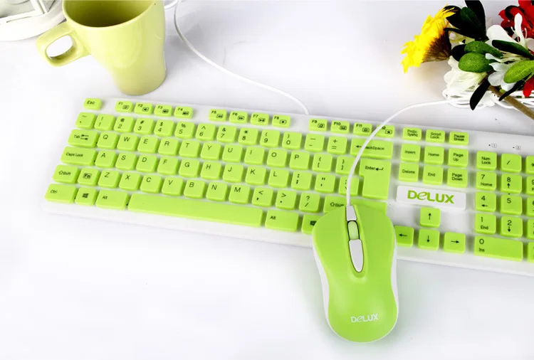 

DELUX colorful KA150 + M137BU thin wired keyboard mouse combs