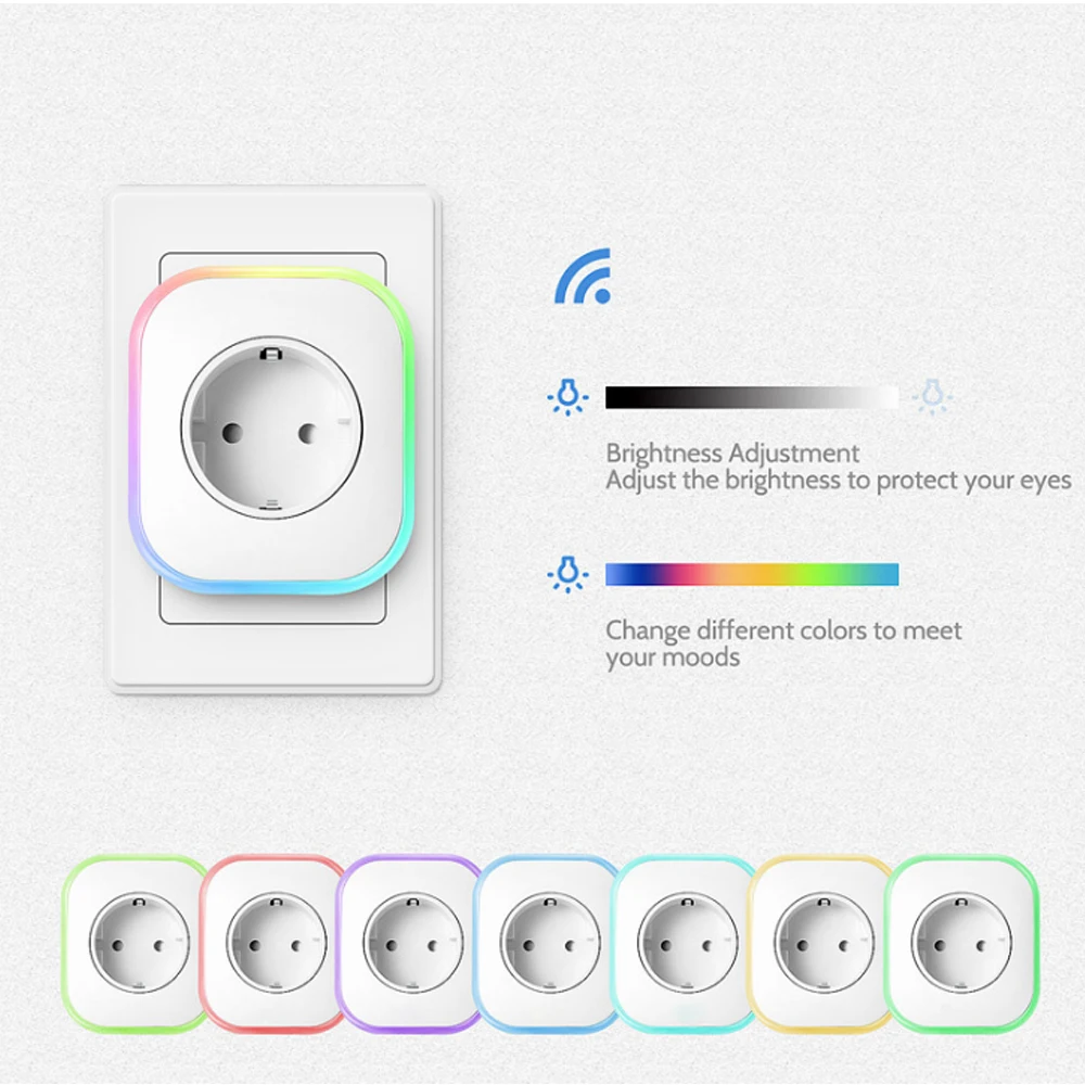 Alexa Smart EU UK розетка Wi-Fi розетка с RGB ночной лампой монитор питания USB интерфейс Синхронизации стандартный разъем Google Home IFTTT