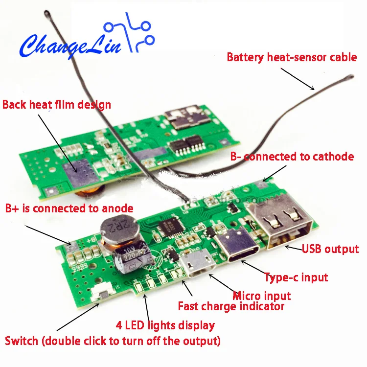 2A QC 3 0 Type C 18650 PCB мобильный Банк питания печатная плата модуля чехол Корпус микро