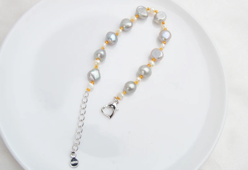 ASHIQI набор украшений из натурального жемчуга в стиле барокко, ожерелье из пресноводного жемчуга, браслет, серьги для женщин, Новое поступление, NE+ BR+ EA