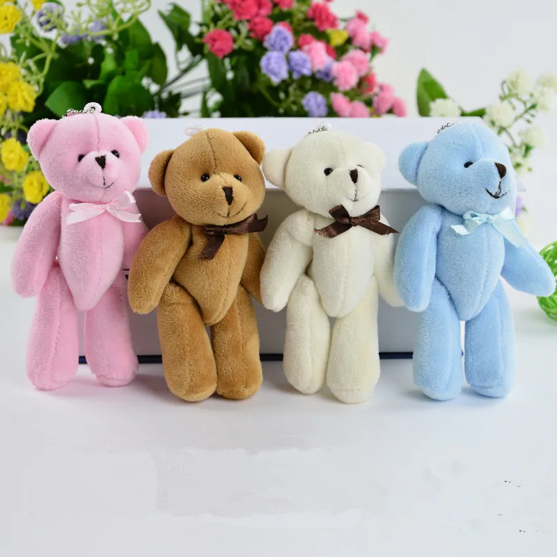 2018 10PCS Super Kawaii 8CM Joint Bowtie Teddy Bear Plush TOY DOLL Stuffed TOY Wedding Gift