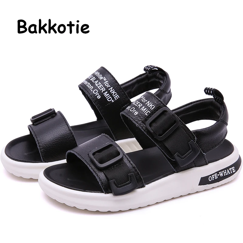 

Bakkotie 2019 Summer New Boys Fashion Black Breathable Sandals Kids Beach Shoes Toddlers Soft Non-Slip Casual Shoes