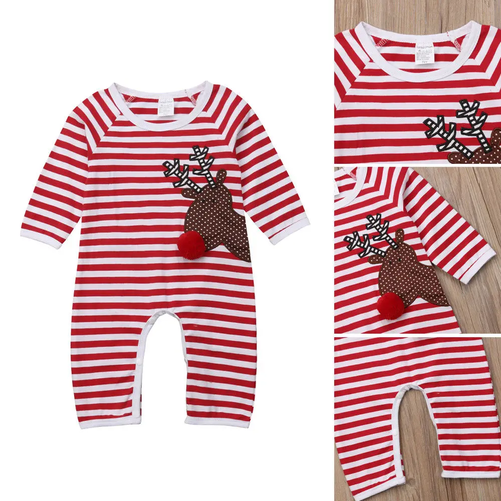 

2019 Newest Newborn Baby Boy Girl Christmas Reindeer Romper Jumpsuit Clothes Outfits +Hat 0-18M
