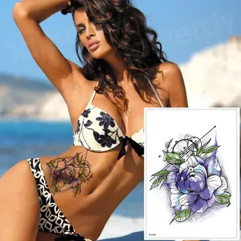 

temporary tattoo stickers bikini body art transfer tattoo flower color waterproof temporary tatoo women tattoo sleeve pattern