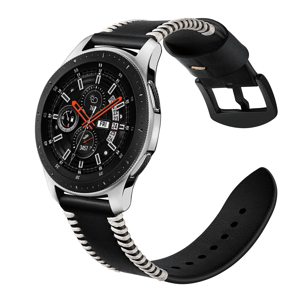 Ремешок для часов HENGRC из натуральной кожи для samsung gear S3 Frontier браслет для часов Galaxy Watch 46 мм Huami Amazfit ремешок Bip