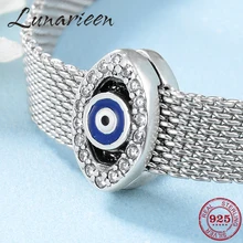 Новые модные голубые эмалированные глазные прозрачные CZ бусы-клипсы для изготовления ювелирных изделий подходят к оригинальному отраженному браслету с зажимом