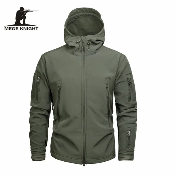 Mege брендовая камуфляжная Военная Мужская куртка с капюшоном, Sharkskin Softshell тактическое пальто армии США, мультикамо, лесной, A-TACS, AT-FG - Цвет: OD