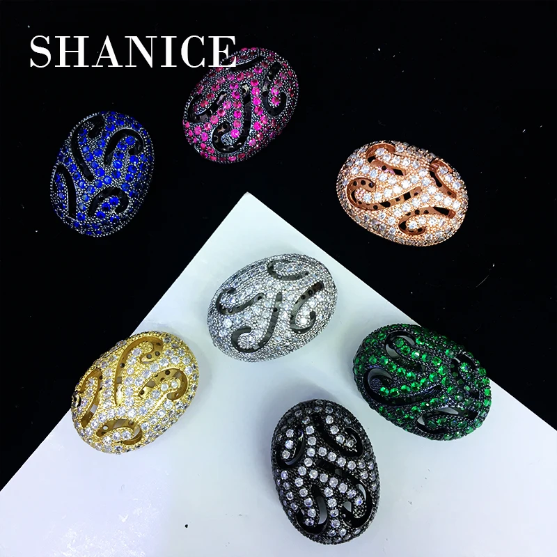 

SHANICE Colorful Oval Bead Locket DIY Cubic Zirconia Bracelet Pearls Necklace Making Findings Charm Connector Clasps Accessories