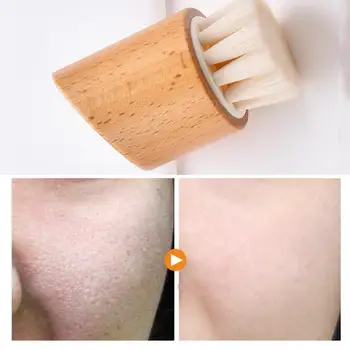 

Wood Handle Soft Facial Mild Fiber Face Clean Washing Brushes Deep Cleansing Beauty Exfoliator Blackhead Removal Brush