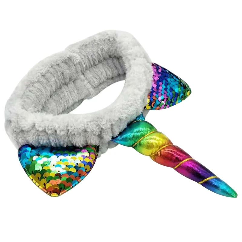 

Cross-Border Hot Style Unicorn Hair Bands Halloween and Christmas Headbands Coral-Corduroy Face Headbands