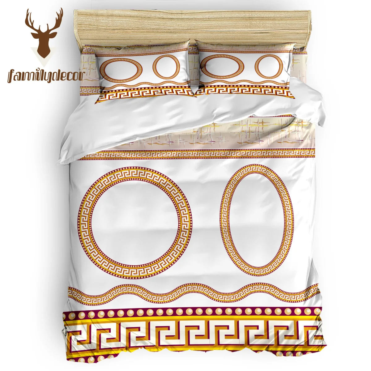 

Family Decor Greek Ethnic Circle Geometric Abraham Birthday 4 Pcs Comforter Cover Set 4 Piece Bedding Sets Quilt Cover