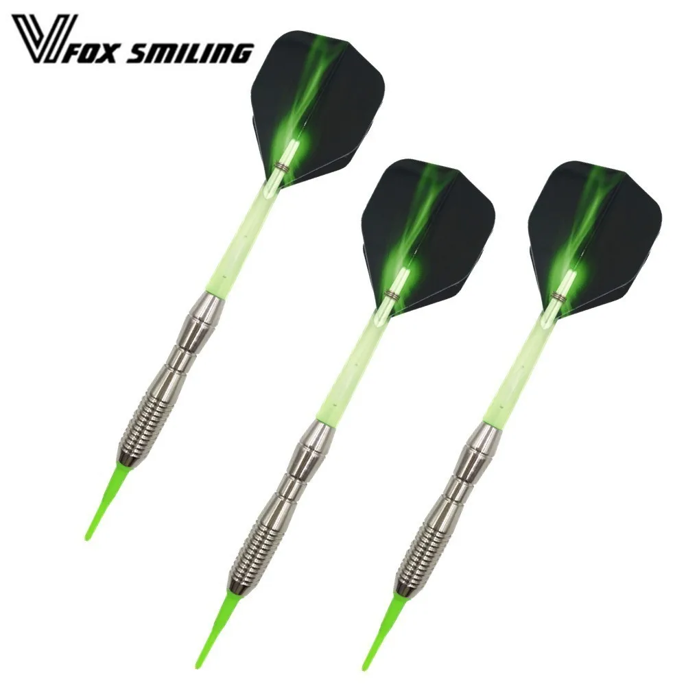green Fox Smiling 3 шт. 17 г 150 мм профессиональные дартс электронные дартс с мягким наконечником с крутым рисунком - Цвет: green