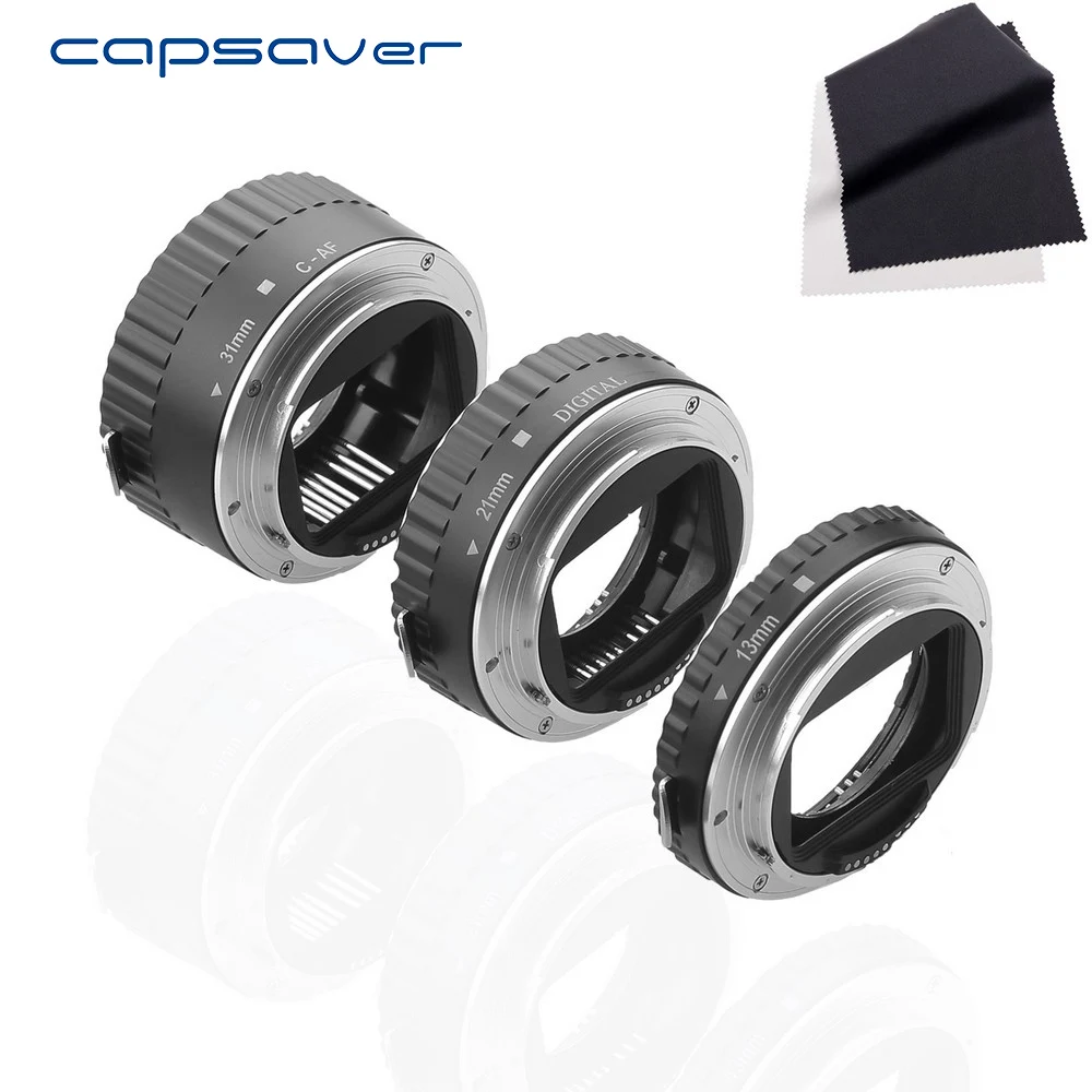 

capsaver MET-C6 Metal Auto Focus AF Macro Extension Tube Ring for Canon EOS Macro Photography Lens Adapter Set with Lens Cloth