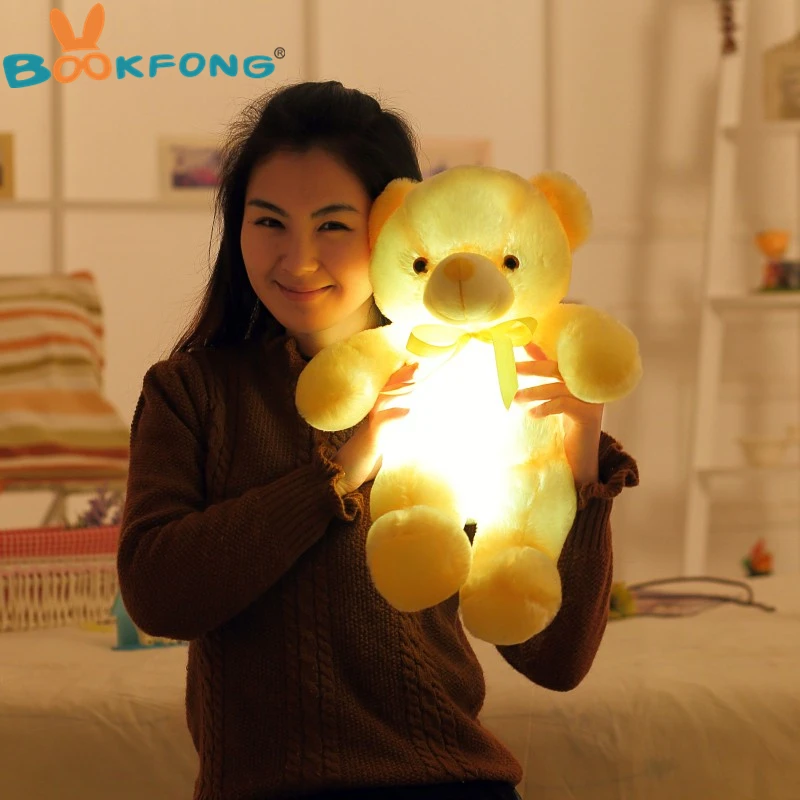 Креативный светодиодный светильник BOOKFONG 50 см, плюшевый мишка, плюшевая игрушка, Яркий светящийся Мишка, рождественский подарок для детей