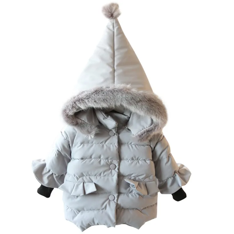 Розничная ; куртка для маленьких девочек; пальто; куртки в горошек для детей; Верхняя одежда; милая одежда; зимняя теплая одежда для маленьких девочек - Цвет: gray