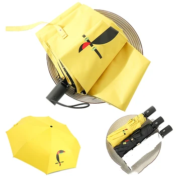 

New Full Automatic Umbrella Rain Women Parasol Men Personality Geometric Printing Umbrellas For Boys Sunscreen Girls Parasol