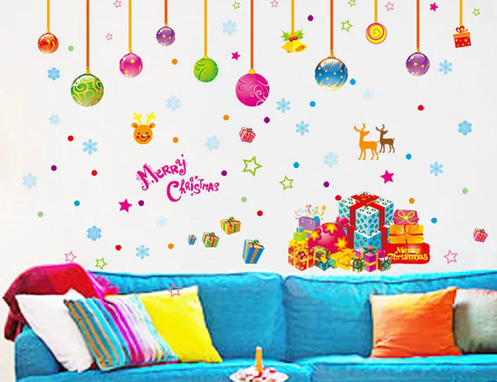 New Year christmas decorations for font b home b font wall stickers font b home b