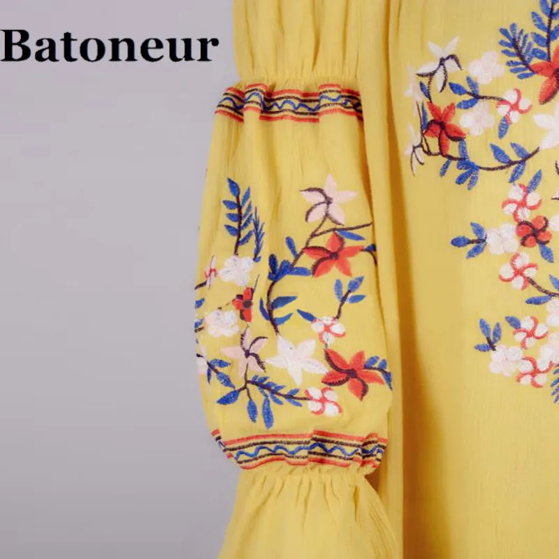 Summer-Boho-Embroidery-Floral-Beach-Dress-Chiffon-Mini-Women-Yellow-Off-Shoulder-Flower-Short-Dress-Lantern (5)