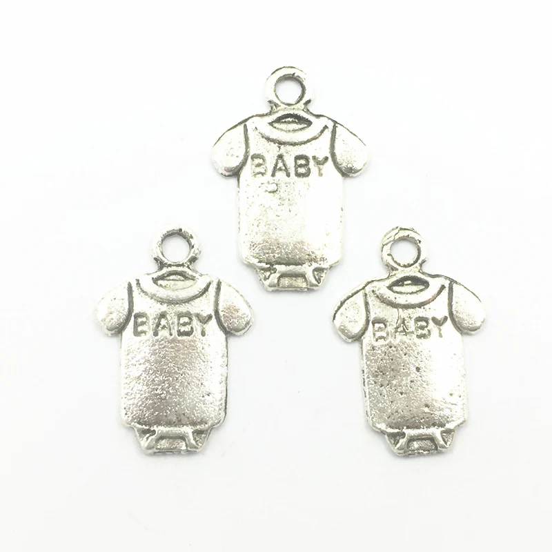

50Pcs Ancient Silver Tone Pendants For Necklaces Baby Cloth Metal Craft Fashion Jewelry DIY Charms Findings 17mm