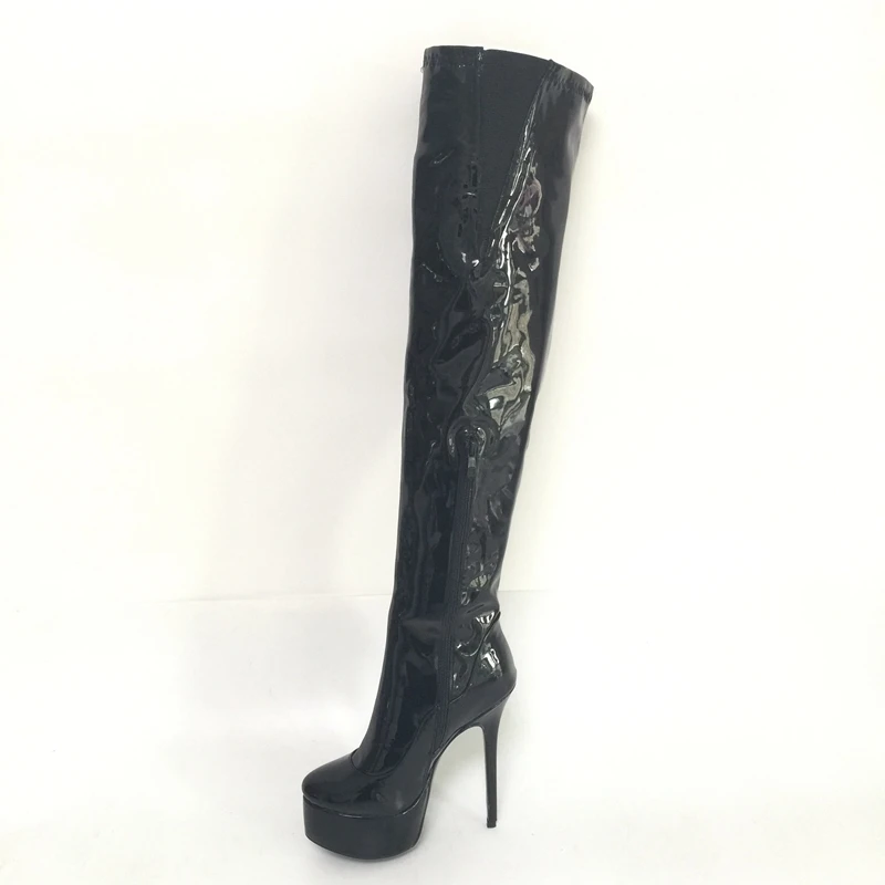 Longue Femmes Plate Color Talons Nouveau Brillant Bottes Rond forme Le Style Noir Chaussures Custom Automne Genou 2017 Haute Sur Bout qvXH0nwY