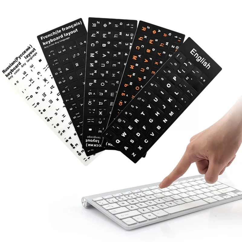 

Waterproof Laptop Keyboard Stickers Spanish / Russian / Arabic English Computer Keyboard Layout