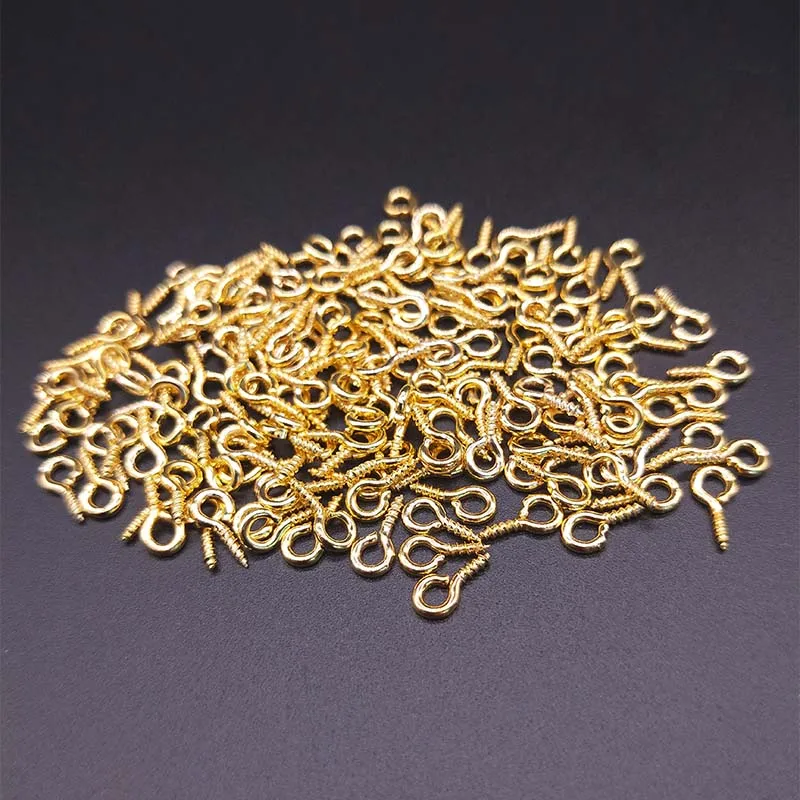 Gold 150 шт./лот, 4x8 мм, маленькие овечьи глазки, винт для ногтей, ювелирный аксессуар, коготь, гвозди, бисерная подвеска, сделай сам, ювелирные аксессуары - Цвет: Gold